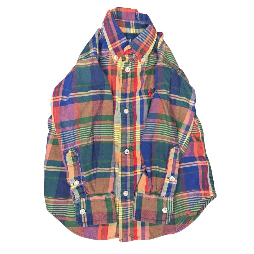 Polo Ralph Lauren Boys Toddler 2/2T Plaid Button-Down Shirt, Excellent Condition